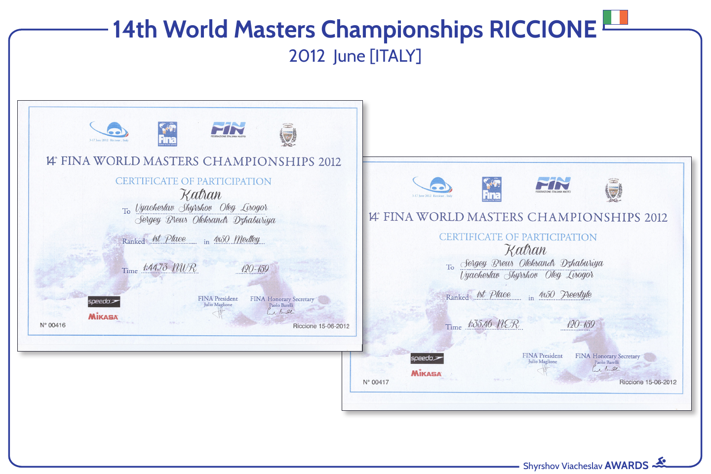 14th World Masters Championships RICCIONE 2012